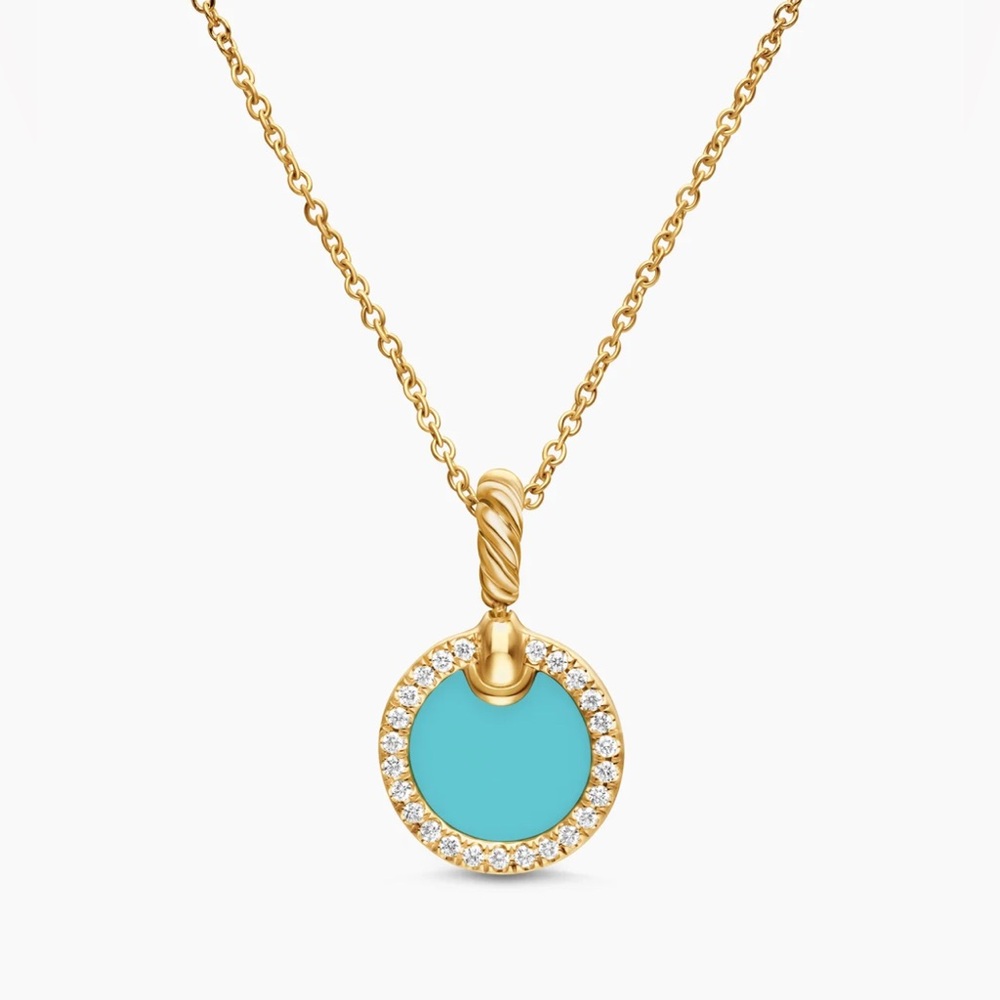 🔥 David Yurman Elements Petite Disc Pendant
18K gold chain Turquoise Diamonds